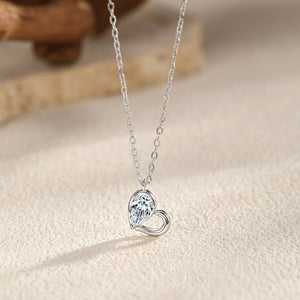 Teardrop CZ Half Open Heart Charm Necklace - Perimade & Co.