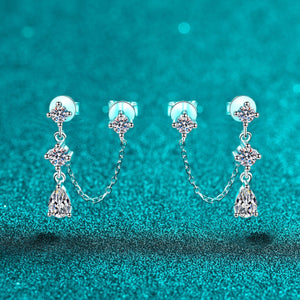 Teardrop Double Piercing Chain Drop Earrings - Perimade & Co.