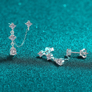 Teardrop Double Piercing Chain Drop Earrings - Perimade & Co.