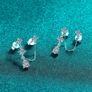 Teardrop Double Piercing Chain Drop Earrings - Perimade & Co.