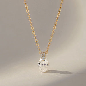 Teardrop Moissanite Pave Bail Charm Necklace - Perimade & Co.