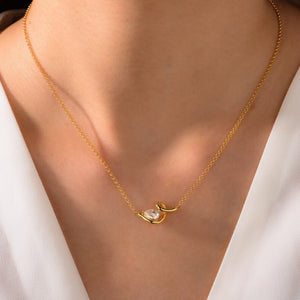 Teardrop Moissanite Swirl Bar Charm Necklace - Perimade & Co.