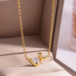 Teardrop Moissanite Swirl Bar Charm Necklace - Perimade & Co.