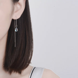 Teardrop Moonstone Drop Threader Earrings - Perimade & Co.