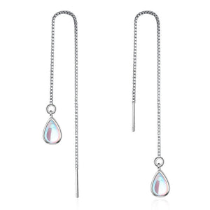 Teardrop Moonstone Drop Threader Earrings - Perimade & Co.