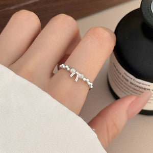 Textured Bow Blue Enamel Bead Stacking Ring - Perimade & Co.