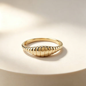 Textured Croissant Tapered Dome Band Ring - Perimade & Co.