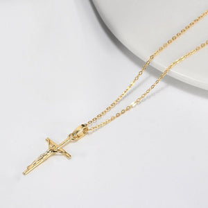 Textured Faith Crucifix Cross Charm Necklace - Perimade & Co.