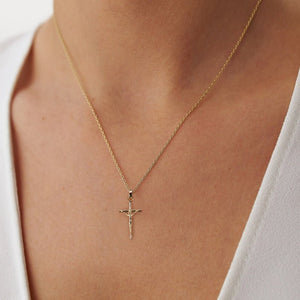 Textured Faith Crucifix Cross Charm Necklace - Perimade & Co.