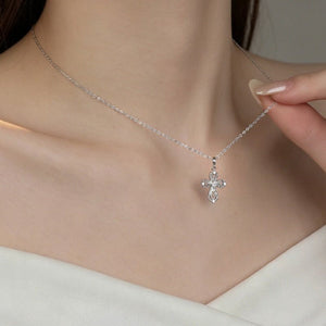 Textured Filigree CZ Cross Pendant Necklace - Perimade & Co.