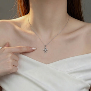 Textured Filigree CZ Cross Pendant Necklace - Perimade & Co.