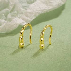 Textured Hammered Geometric Hook Earrings - Perimade & Co.