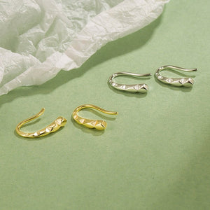 Textured Hammered Geometric Hook Earrings - Perimade & Co.