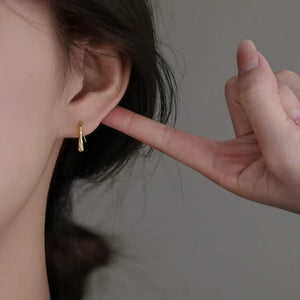 Textured Hammered Geometric Hook Earrings - Perimade & Co.