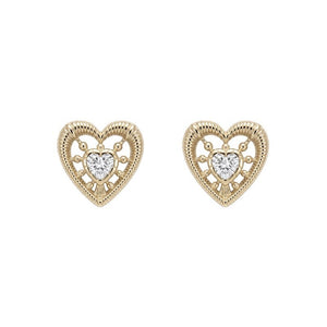 Textured Heart Rope Beaded CZ Stud Earrings - Perimade & Co.
