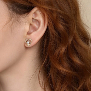 Textured Heart Rope Beaded CZ Stud Earrings - Perimade & Co.