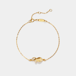 Textured Leaf Dual CZ Charm Chain Bracelet - Perimade & Co.
