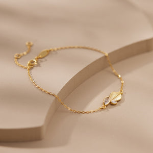 Textured Leaf Dual CZ Charm Chain Bracelet - Perimade & Co.