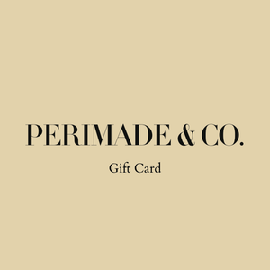 Beige background with 'PERIMADE & CO.' text on a gift card