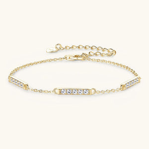 Three Bar Moissanite Charm Chain Bracelet - Perimade & Co.