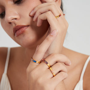 Three Custom Birthstone Wedding Band Ring - Perimade & Co.