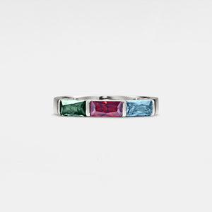 Three Custom Birthstone Wedding Band Ring - Perimade & Co.