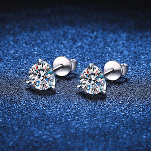 Three - Prong Round Moissanite Stud Earrings - Perimade & Co.