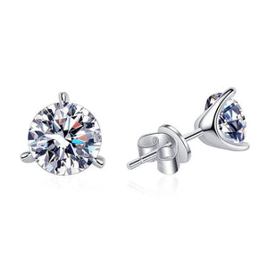 Three - Prong Round Moissanite Stud Earrings - Perimade & Co.