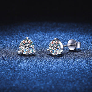 Three - Prong Round Moissanite Stud Earrings - Perimade & Co.