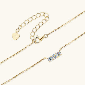 Three - Stone Moissanite Bar Charm Necklace - Perimade & Co.