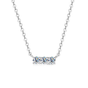 Three - Stone Moissanite Bar Charm Necklace - Perimade & Co.