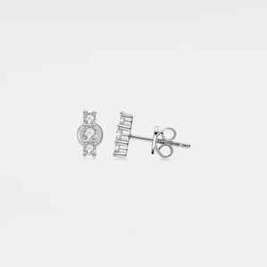 Three - Stone Moissanite Flat Back Stud Earrings - Perimade & Co.