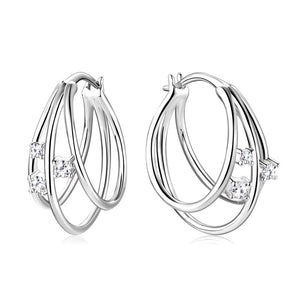 Three - Stone Moissanite Hoop Earrings - Perimade & Co.