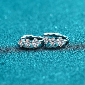 Three - Stone Moissanite Huggie Hoop Earrings - Perimade & Co.