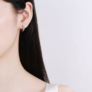 Three - Stone Moissanite Huggie Hoop Earrings - Perimade & Co.