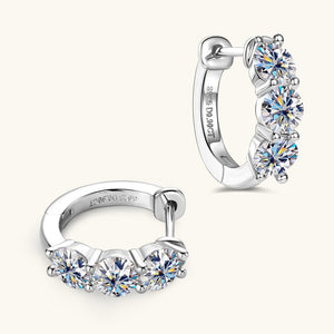 Three - Stone Moissanite Huggie Hoop Earrings - Perimade & Co.