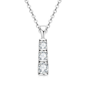 Three - Stone Moissanite Pendant Necklace - Perimade & Co.