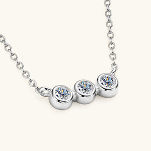 Three - Stone Moissanite Pendant Necklace - Perimade & Co.