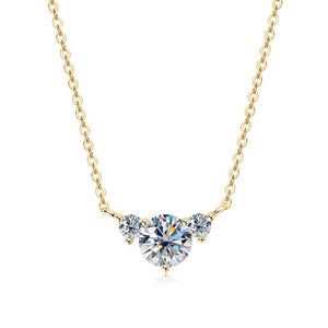 Three - Stone Moissanite Pendant Necklace - Perimade & Co.
