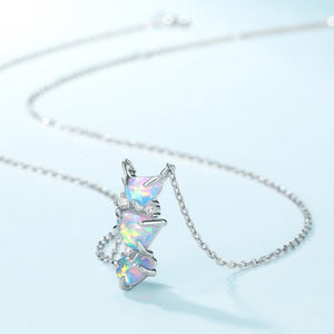 Three - Stone Opal Charm Pendant Necklace - Perimade & Co.