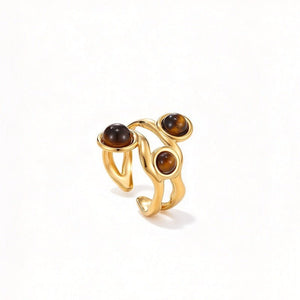 Three Tiger's Eye Stone Adjustable Open Ring - Perimade & Co.