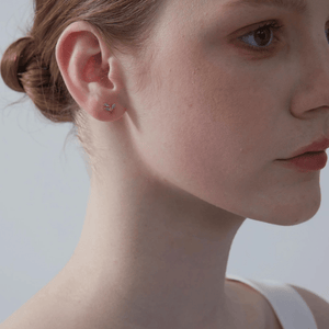 Tiny Blue Gemstone Leaf Stud Earrings - Perimade & Co.