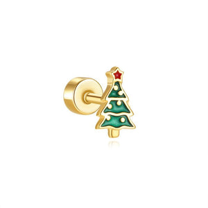Tiny Christmas Tree Star Enamel Stud Earrings - Perimade & Co.