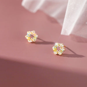 Tiny Color Enamel Flower Stud Earrings - Perimade & Co.
