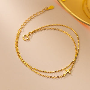 Tiny Cross Charm Double Chain Bracelet - Perimade & Co.