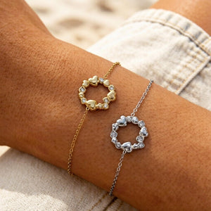 Tiny CZ Heart Circular Wreath Charm Bracelet - Perimade & Co.