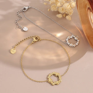 Tiny CZ Heart Circular Wreath Charm Bracelet - Perimade & Co.