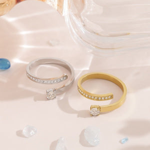 Tiny CZ Pave Channel Spiral Stack Open Ring - Perimade & Co.