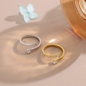 Tiny CZ Pave Channel Spiral Stack Open Ring - Perimade & Co.