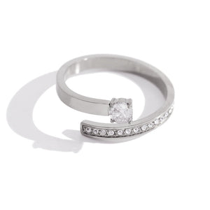 Tiny CZ Pave Channel Spiral Stack Open Ring - Perimade & Co.